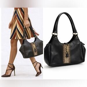 Mondani NY Vintage Brown Leather Retro Style Feminine Chic Shoulder Bag